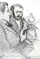 Женя Лансере и Шура Бенуа в ресторане. 1897 г.